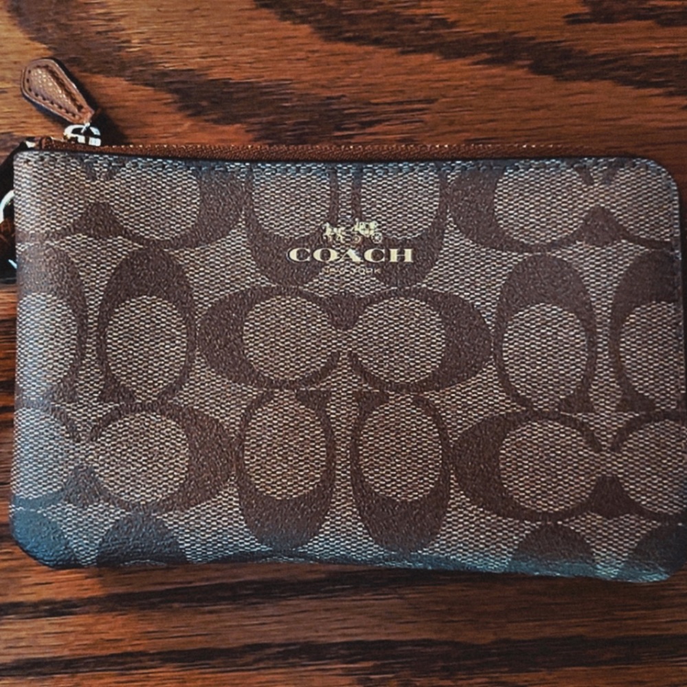 AUTHENTIC brown coach wristlet